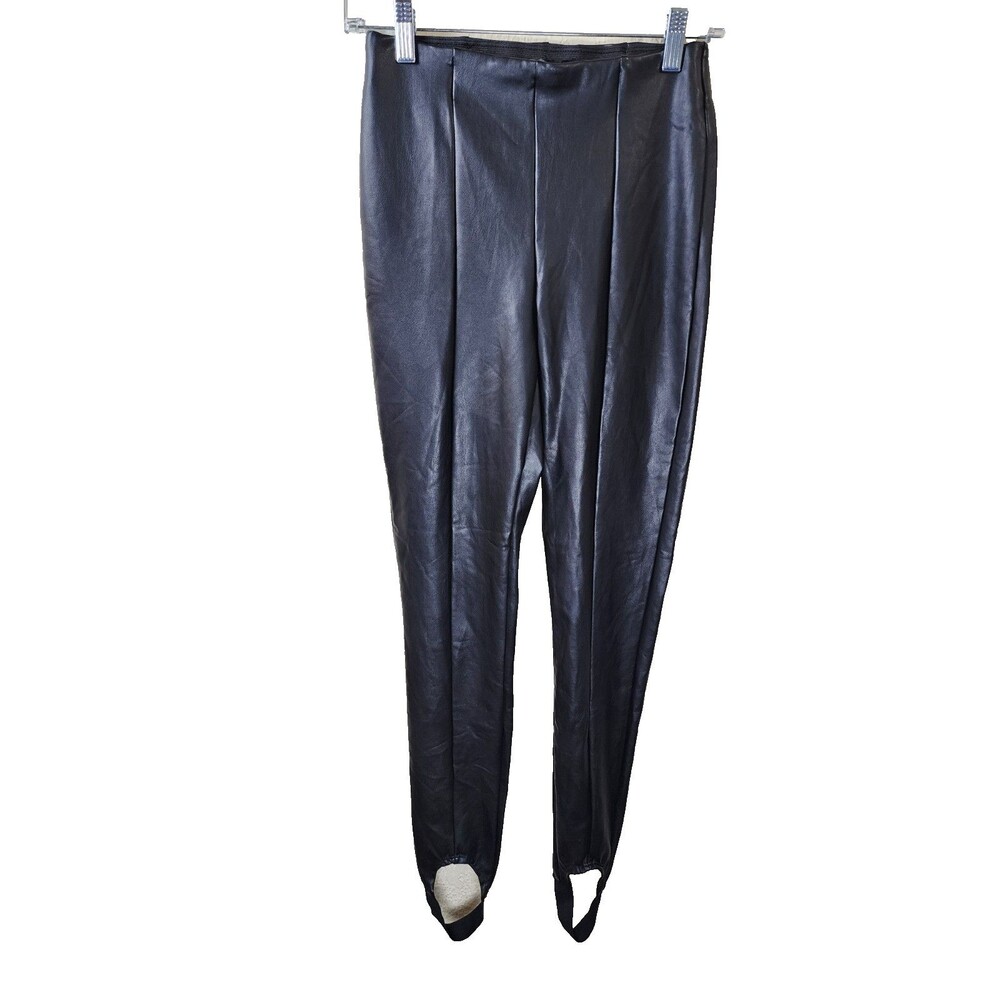 Nwt Dynamite P/S Naomi Stirrup Faux Leather Leggings Jet Black Stretch